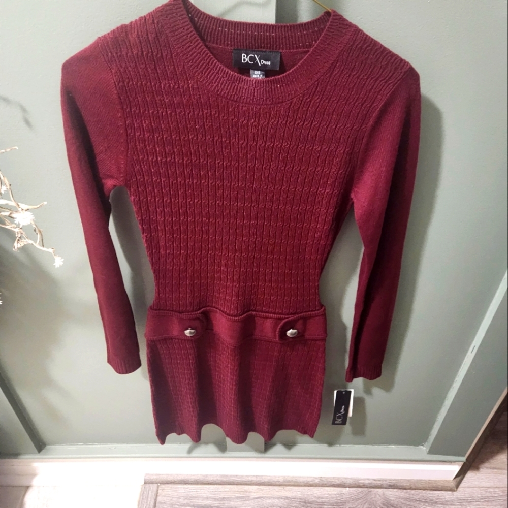Red, long sleeve dress